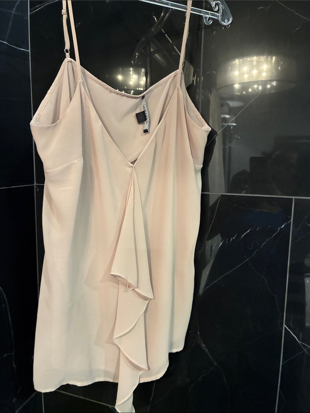 le château Blush Ruffle Front Spaghetti Strap Camisole